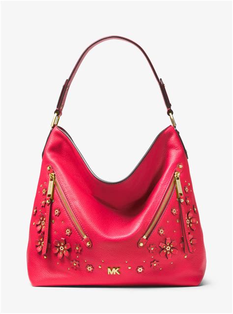 michael kors floral applique purse|Floral Embellished Pebbled Leather Convertible Crossbody Bag.